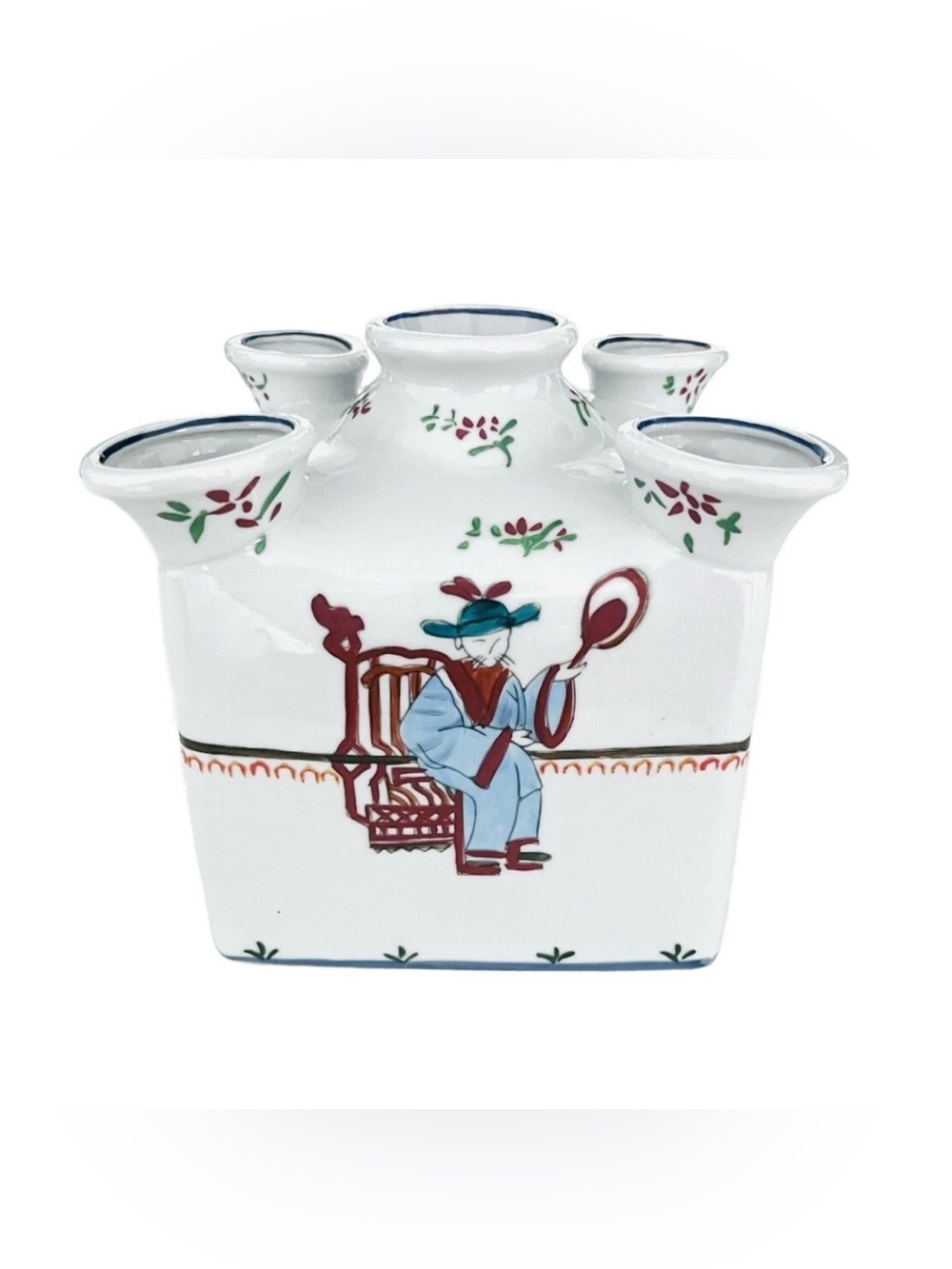Abigails Hand Painted Classic Asian Ceramic Tulipiere Flower Vase